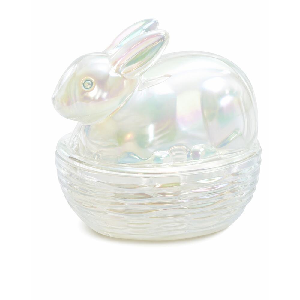 Mosser Glass Milk Glass Carnival Bunny on Basket